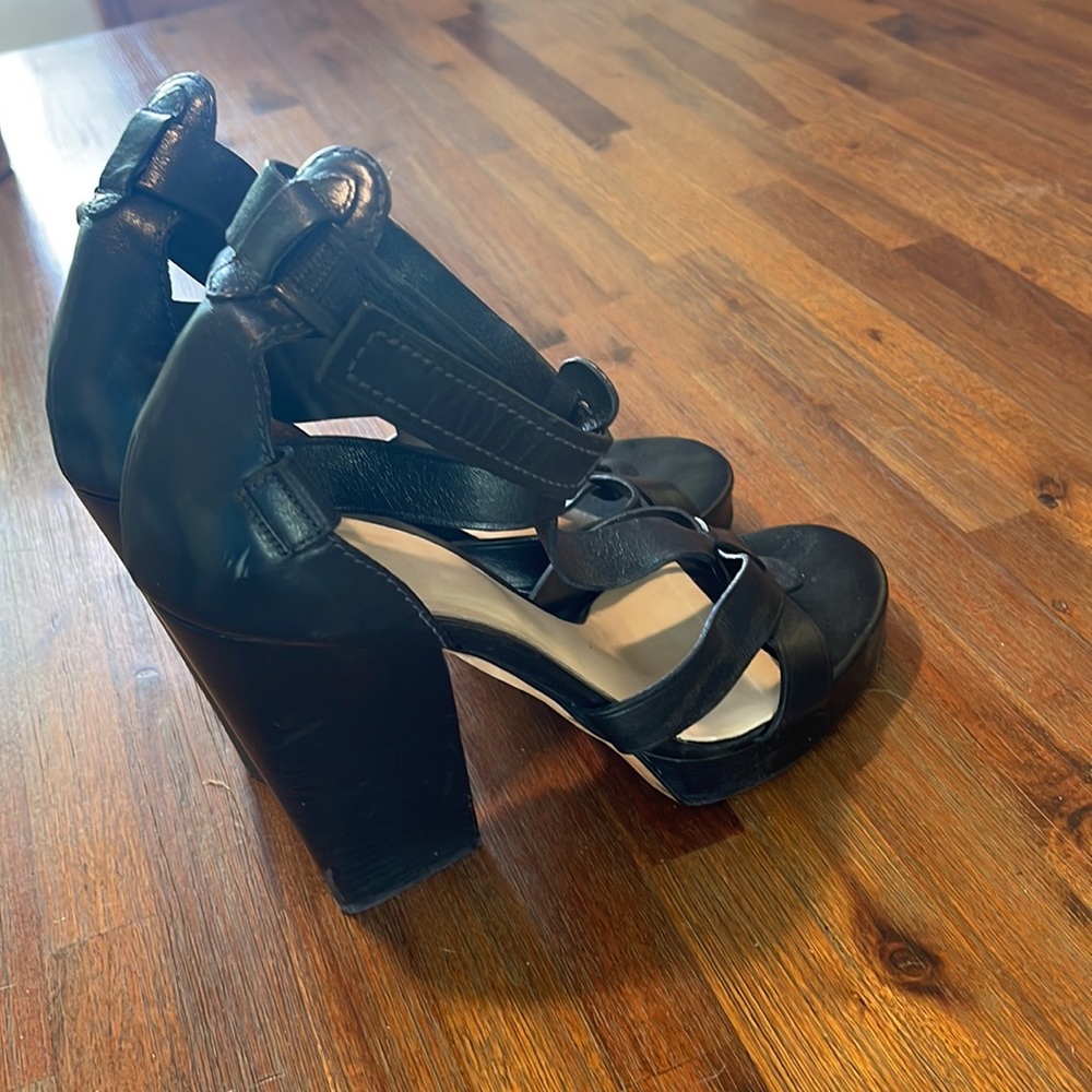 D&G Dolce‎ & Gabbana Black Leather Strappy Sandals Super Chunky Heels - 40.5 10 - Picture 7 of 16